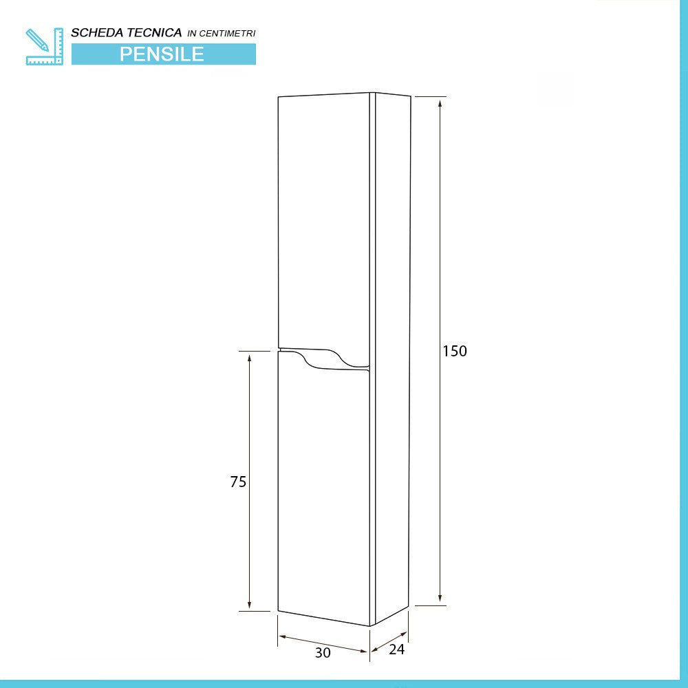 Colonna bagno sospesa alta noce canaletto Minori/Maiori 30x150 cm