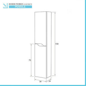 Colonna bagno sospesa alta noce canaletto Minori/Maiori 30x150 cm