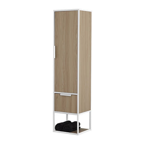 Colonna bagno sospesa H 150 cm stile industrial bianco e legno Baketo