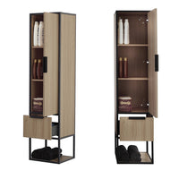 Colonna bagno sospesa H 150 cm stile industrial nero e legno Baketo