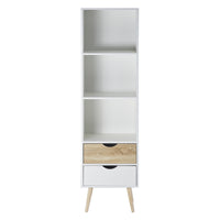 Colonna Bolt 2 Cassetti E 3 Vani A Giorno 48x40x170 Bianco/naturale