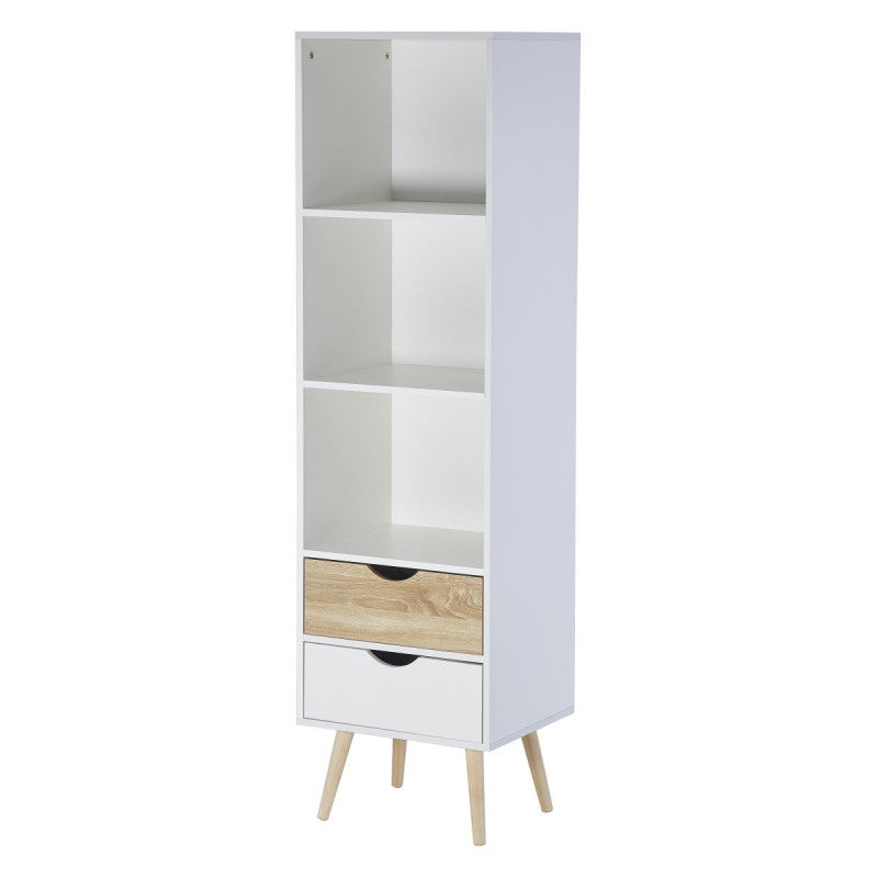 Colonna Bolt 2 Cassetti E 3 Vani A Giorno 48x40x170 Bianco/naturale