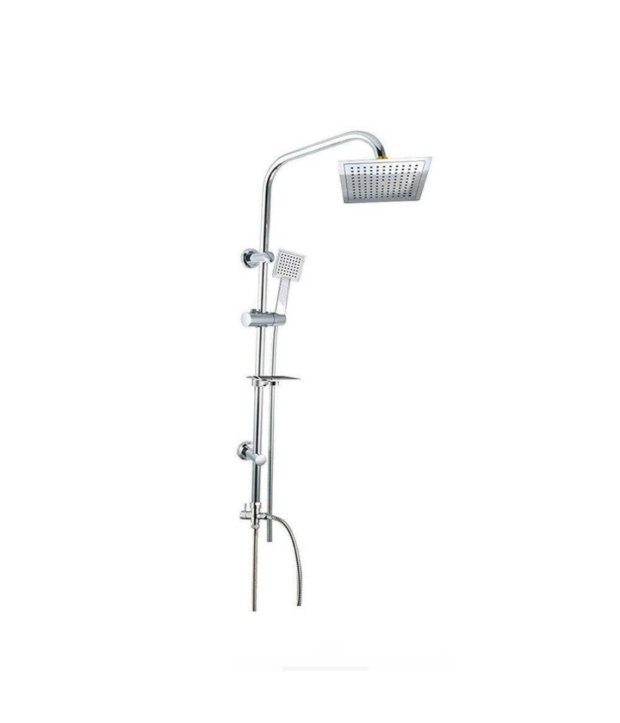 Colonna Doccia Bagno Moderna Saliscendi Soffione Quadrato Portasapone 98cm 59395         