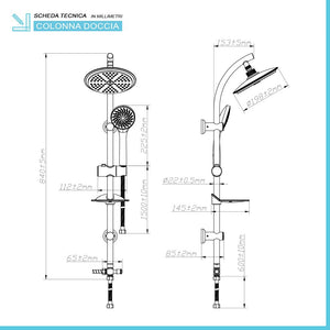 Colonna doccia con deviatore in acciaio cromato design tondo