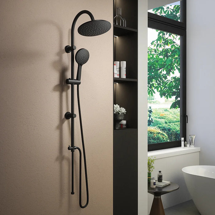 Colonna doccia nero opaco con deviatore in acciaio inox soffione 23 cm | Arno