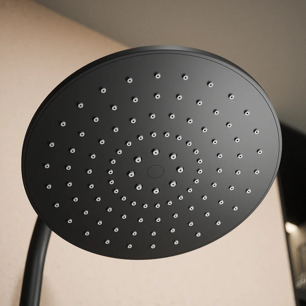 Colonna doccia nero opaco con deviatore in acciaio inox soffione 23 cm | Arno