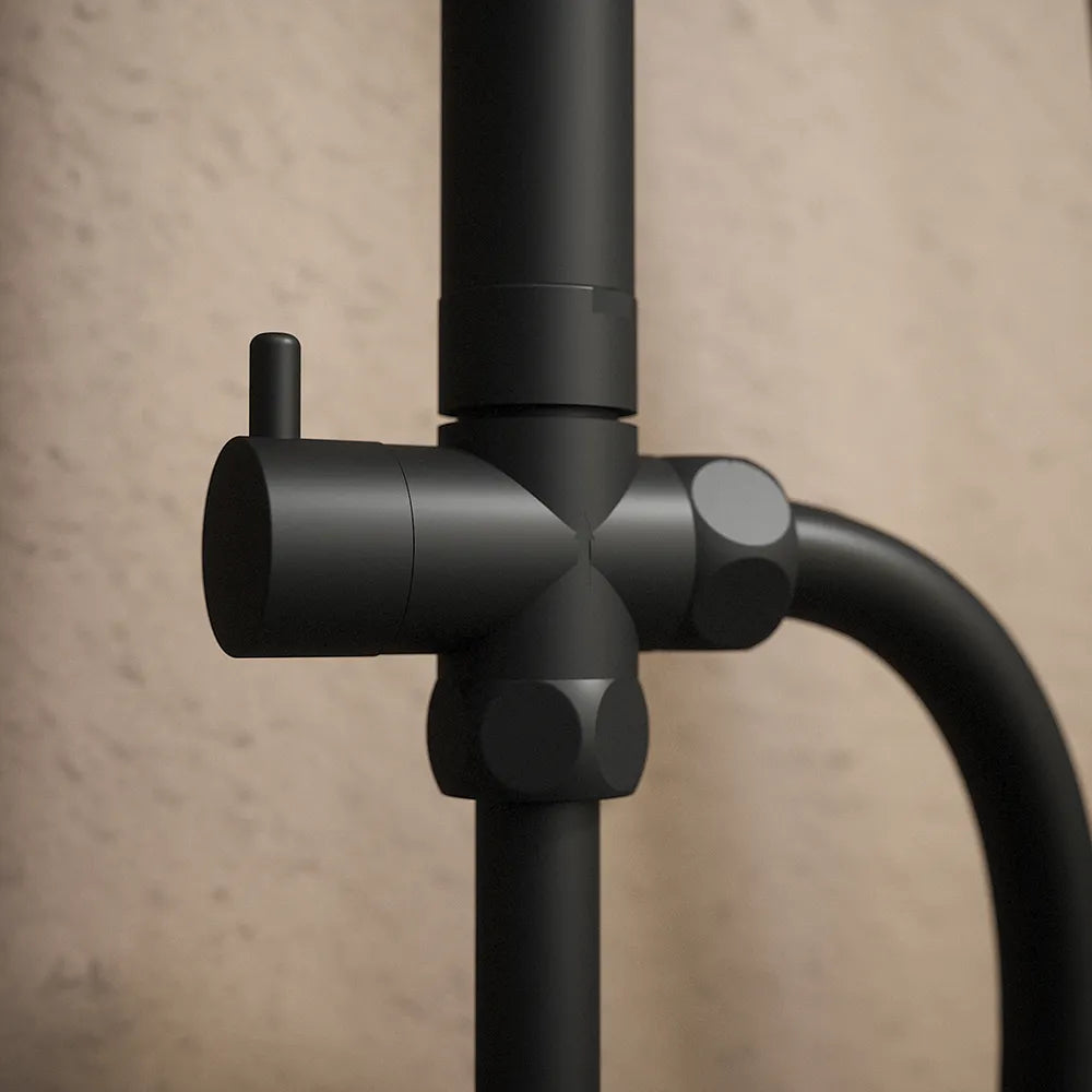 Colonna doccia nero opaco con deviatore in acciaio inox soffione 23 cm | Arno