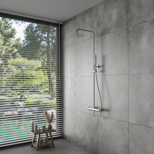 Colonna doccia nickel spazzolato con miscelatore e deviatore | Liza