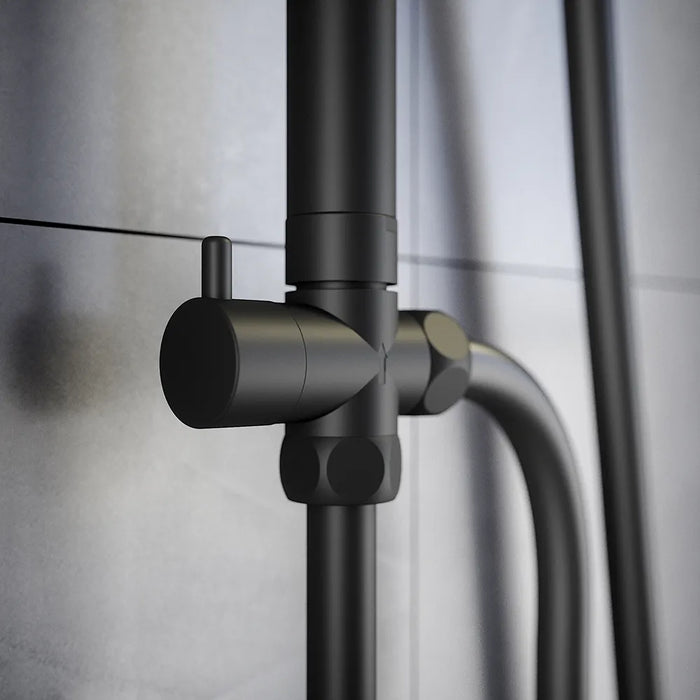 Colonna doccia in acciaio inox nero opaco soffione 20x20 cm | Tevere