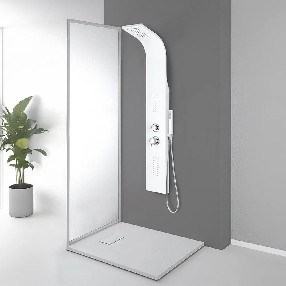 Colonna doccia idromassaggio in alluminio bianco opaco con 4 getti