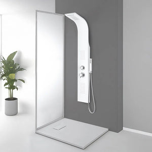 Colonna doccia idromassaggio in alluminio bianco opaco con 4 getti