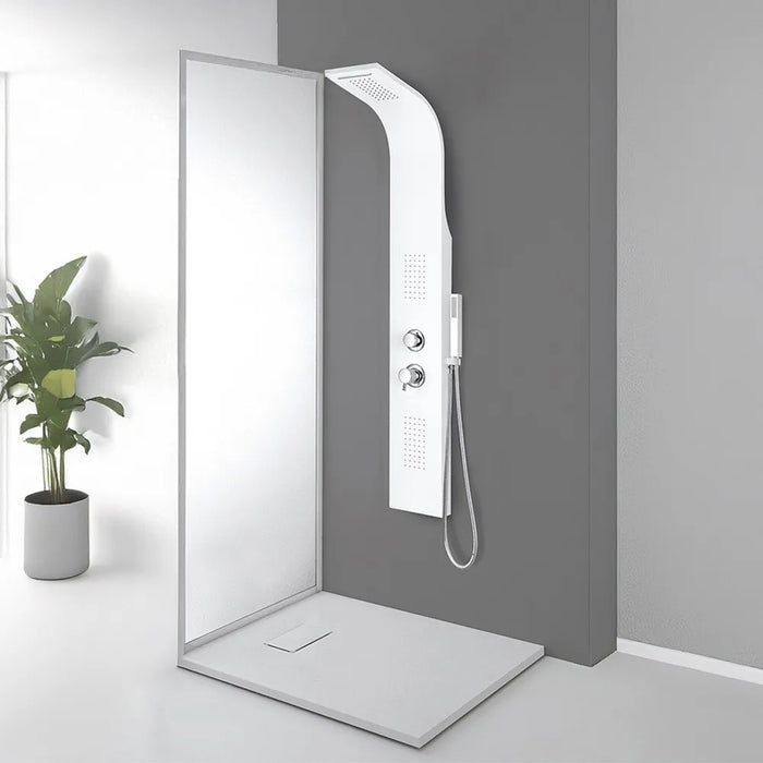 Colonna doccia idromassaggio in alluminio bianco opaco con 4 getti