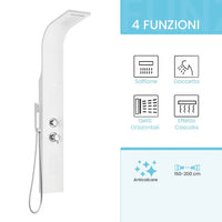 Colonna doccia idromassaggio in alluminio bianco opaco con 4 getti