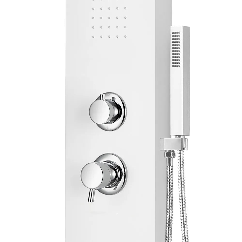 Colonna doccia idromassaggio in alluminio bianco opaco con 4 getti