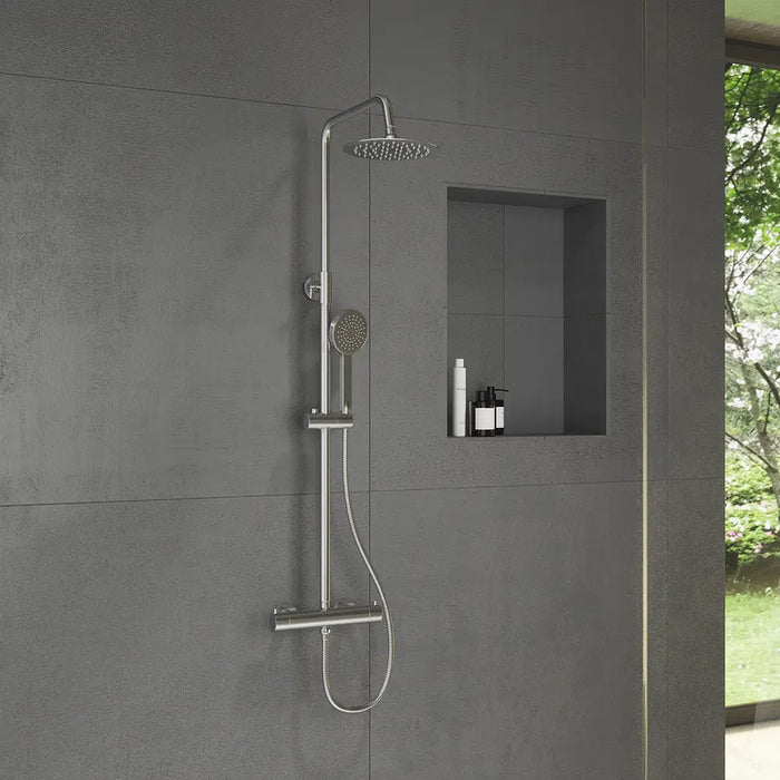 Colonna doccia soffione slim 20 cm in ottone cromato | Liri