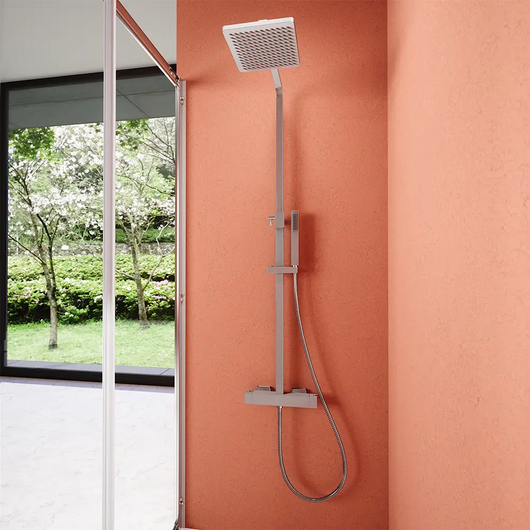 Colonna doccia soffione 20x20 cm in ABS finitura cromata | Serio