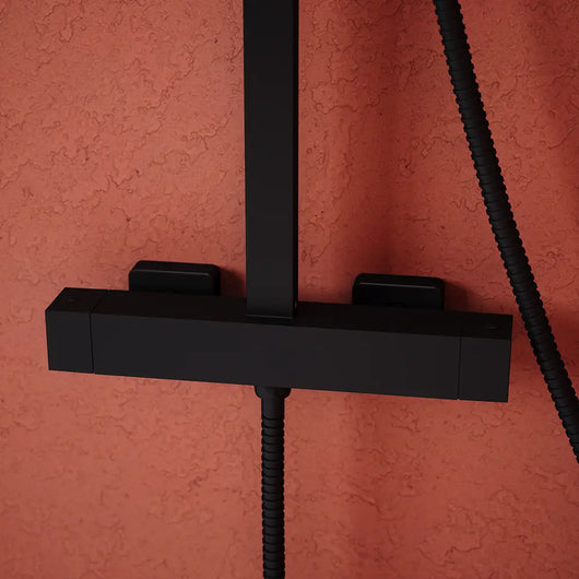 Colonna doccia soffione 20x20 cm in ABS finitura nera opaca | Serio