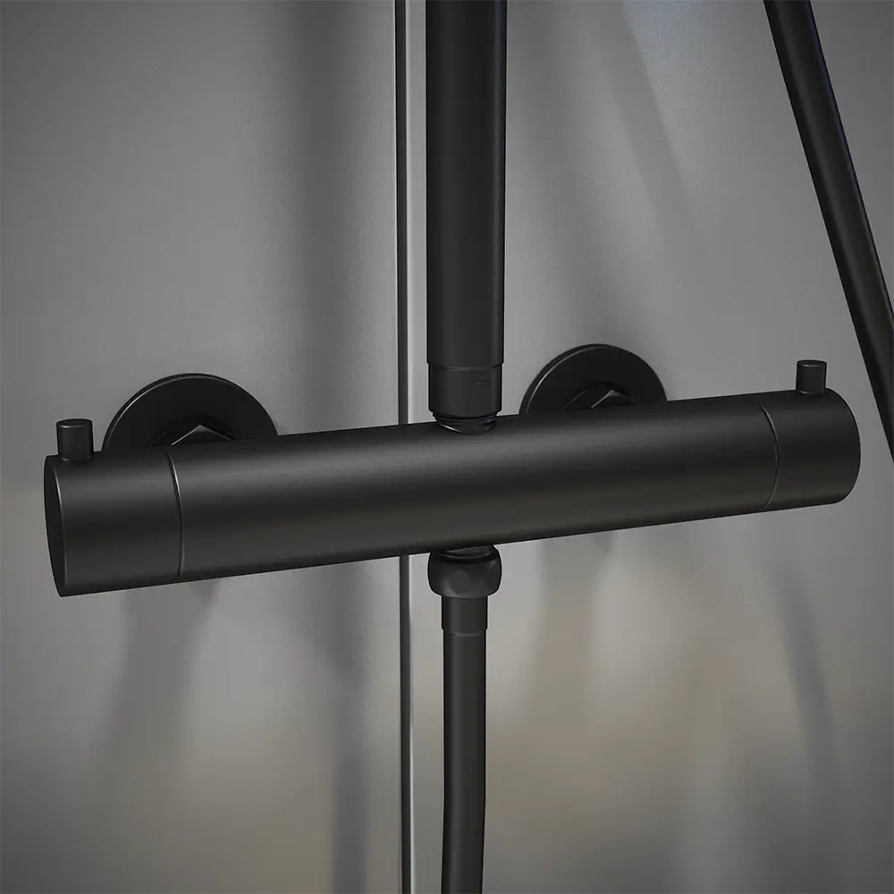 Colonna doccia soffione 20x20 cm in ABS finitura nero opaca | Piave