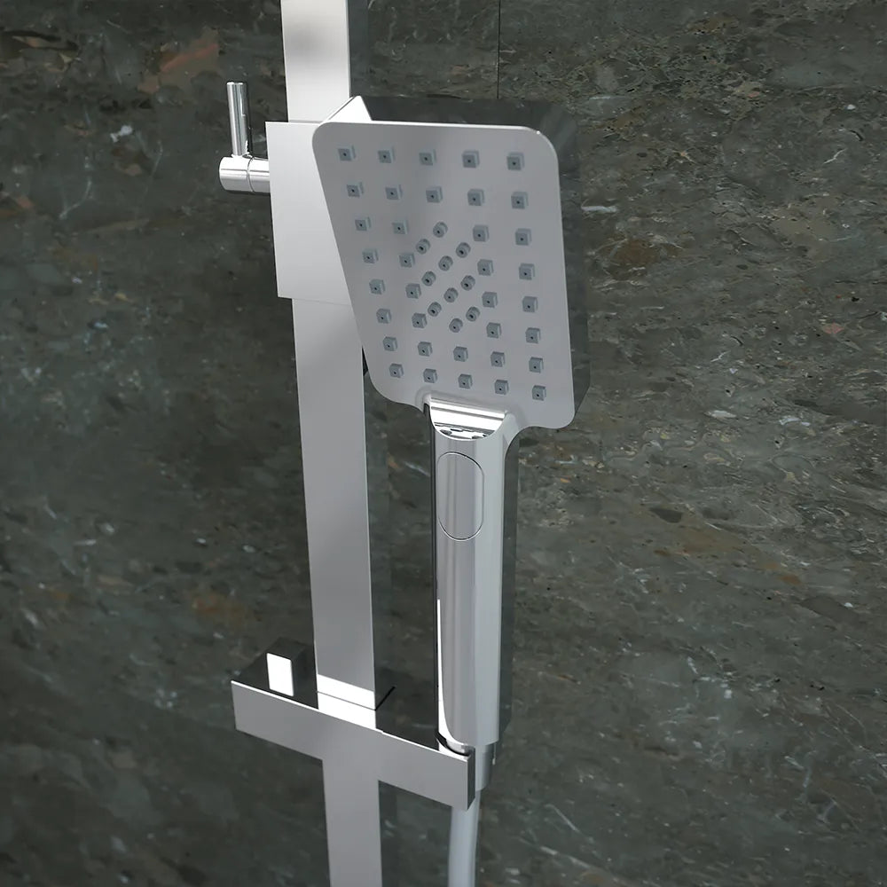 Colonna doccia squadrata cromata con miscelatore meccanico | Mosa