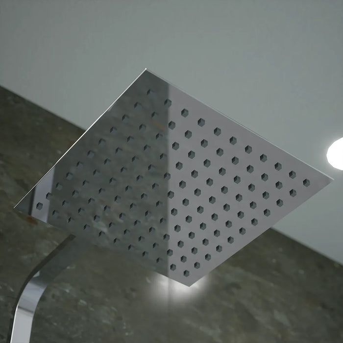 Colonna doccia squadrata cromata con miscelatore meccanico | Mosa