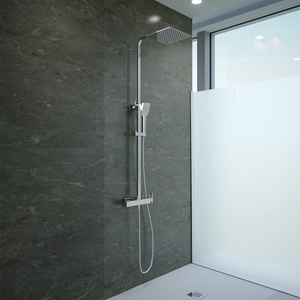 Colonna doccia squadrata cromata con miscelatore meccanico | Mosa