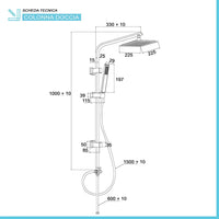 Colonna doccia nero opaco H 105 regolabile completa di soffione quadrato e doccetta