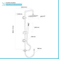 Colonna doccia nero opaco H 105 regolabile completa di soffione tondo e doccetta