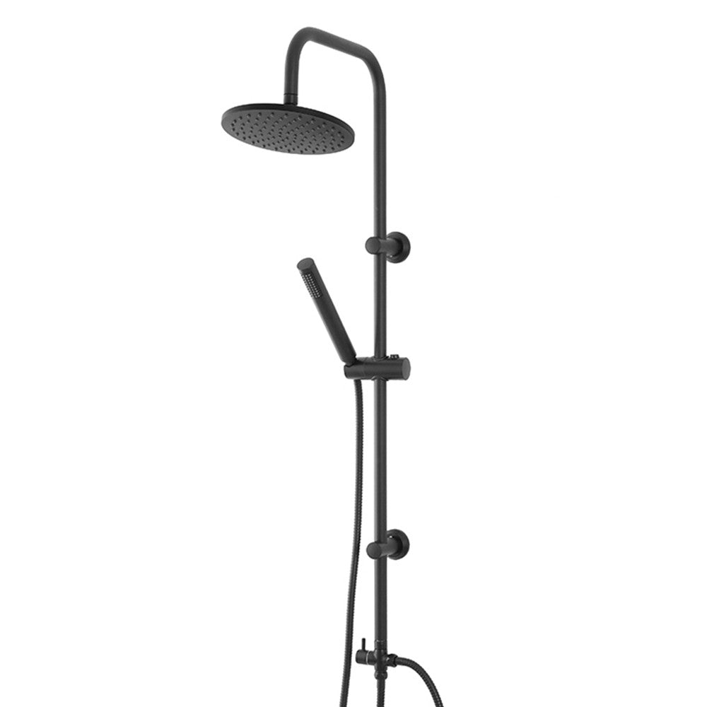 Colonna doccia nero opaco H 105 regolabile completa di soffione tondo e doccetta