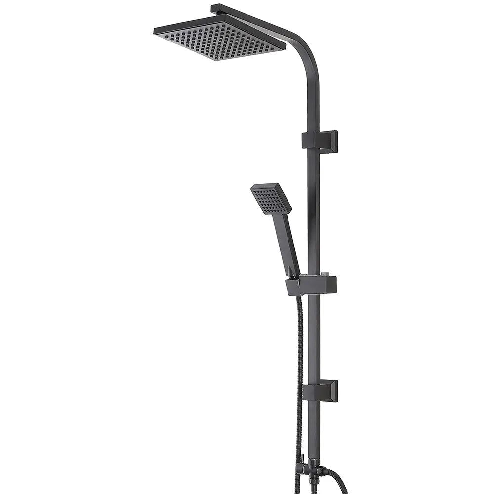 Colonna doccia regolabile H 93 in acciaio nero opaco soffione 19x19