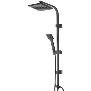 Colonna doccia regolabile H 93 in acciaio nero opaco soffione 19x19