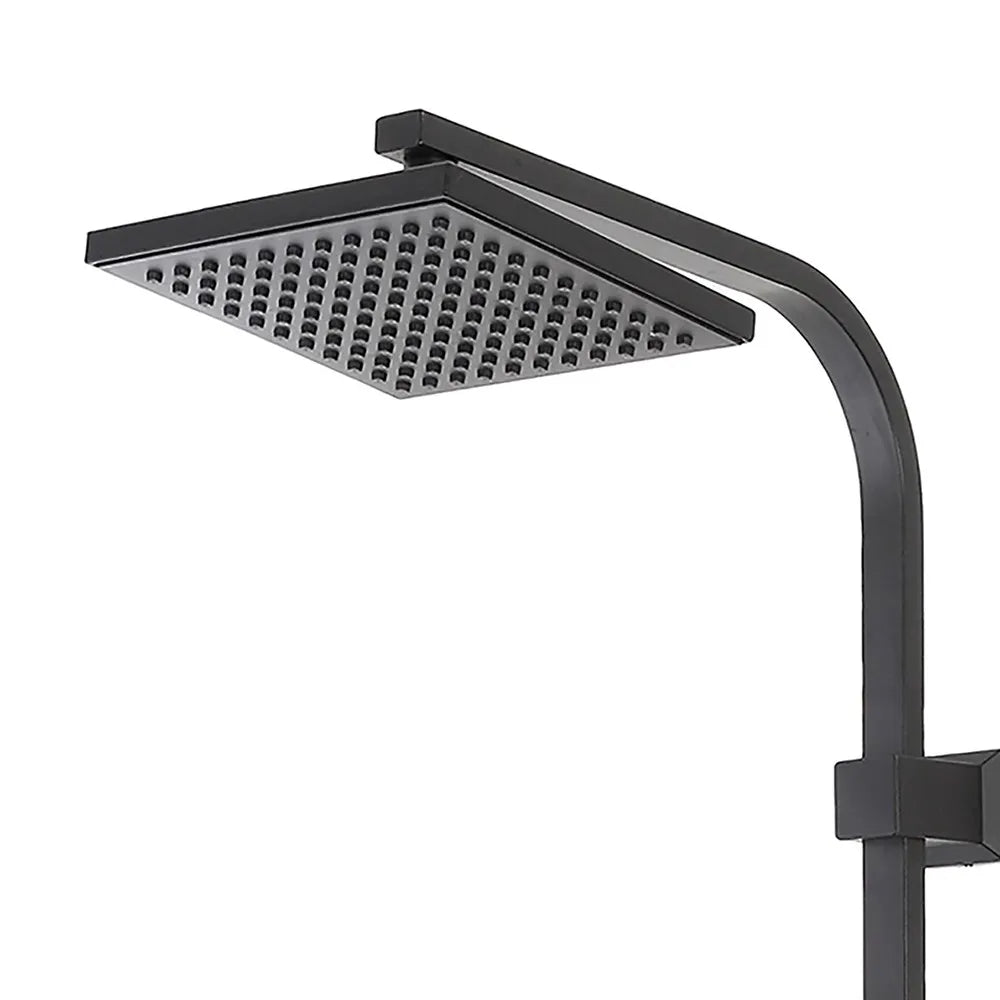 Colonna doccia regolabile H 93 in acciaio nero opaco soffione 19x19