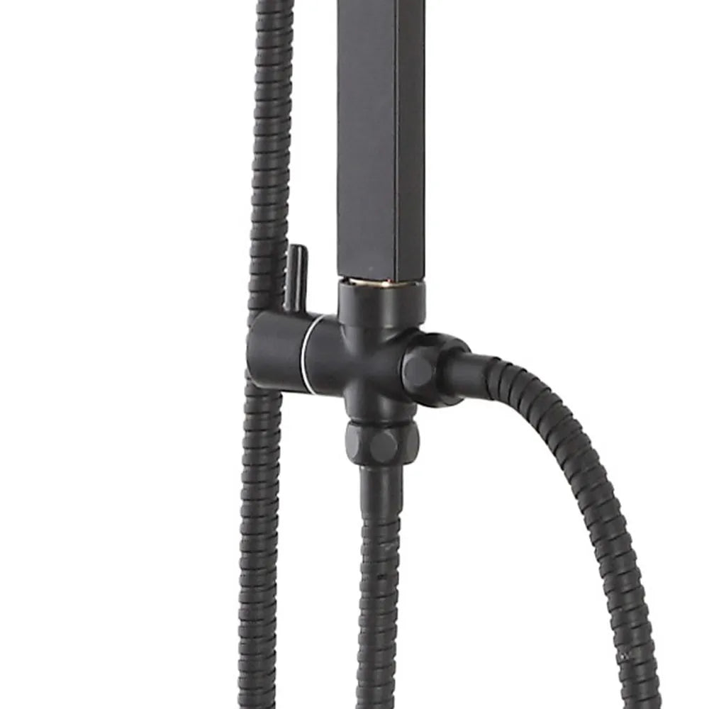 Colonna doccia regolabile H 93 in acciaio nero opaco soffione 19x19