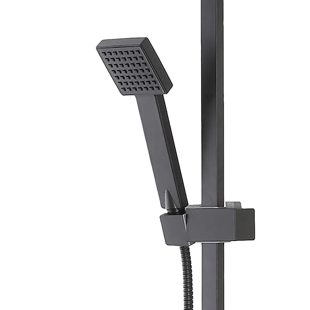 Colonna doccia regolabile H 93 in acciaio nero opaco soffione 19x19