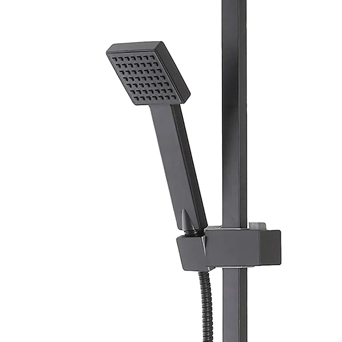 Colonna doccia regolabile H 93 in acciaio nero opaco soffione 19x19