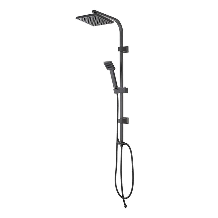 Colonna doccia regolabile H 93 in acciaio nero opaco soffione 19x19