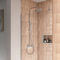 Colonna doccia cromata con soffione rotondo e doccino in ABS con miscelatore | Senna