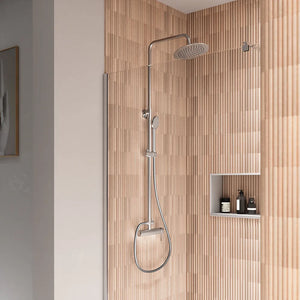 Colonna doccia cromata con soffione rotondo e doccino in ABS con miscelatore | Senna