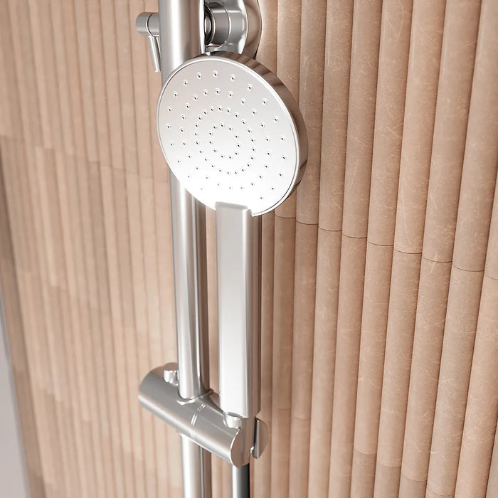 Colonna doccia cromata con soffione rotondo e doccino in ABS con miscelatore | Senna
