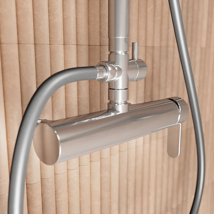 Colonna doccia cromata con soffione rotondo e doccino in ABS con miscelatore | Senna