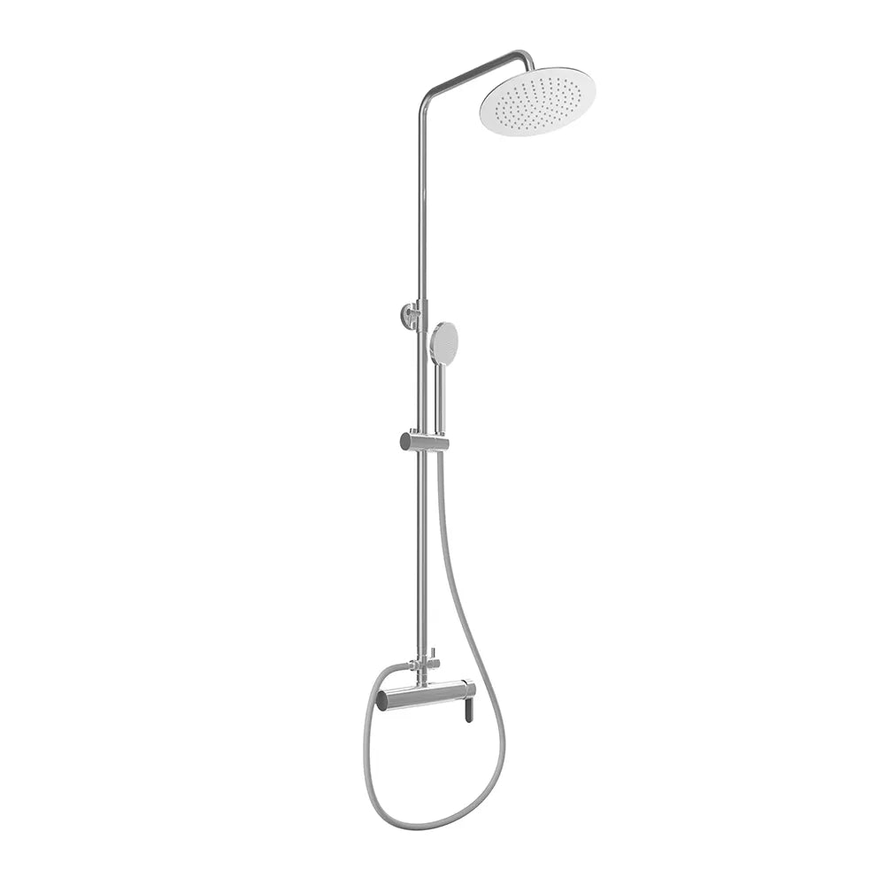 Colonna doccia cromata con soffione rotondo e doccino in ABS con miscelatore | Senna
