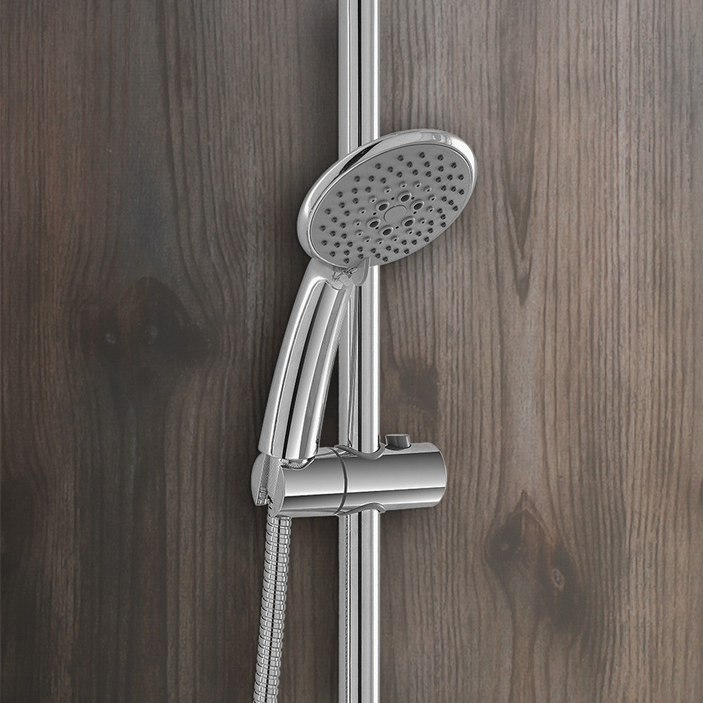 Colonna doccia telescopica cromata con miscelatore e soffione 20 cm