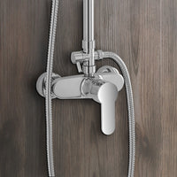 Colonna doccia telescopica cromata con miscelatore e soffione 20 cm