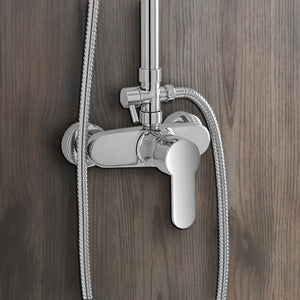 Colonna doccia telescopica cromata con miscelatore e soffione 20 cm