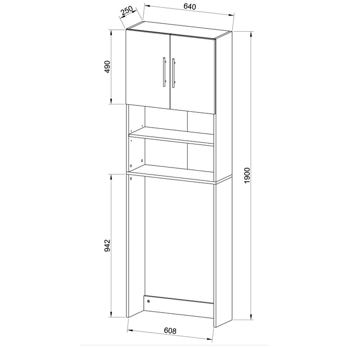 Colonna Lavanderia – Coprilavatrice con Ripiani In Legno Colore Noce H190 × L64 × P25 cm Soluzione Salvaspazio per Lavanderia