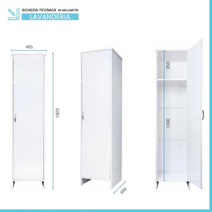 Colonna multiuso 180 cm in PVC con ripiano e vano porta scope Kandy