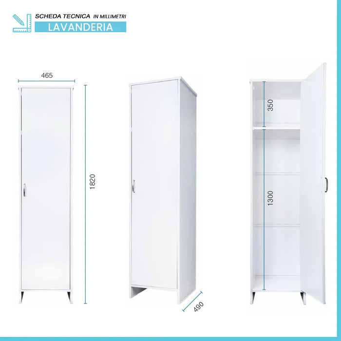 Colonna multiuso 180 cm in PVC con ripiano e vano porta scope Kandy