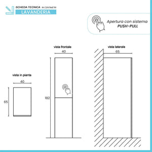 Colonna per lavanderia H 180 cm effetto legno e ante in bianco Wanda