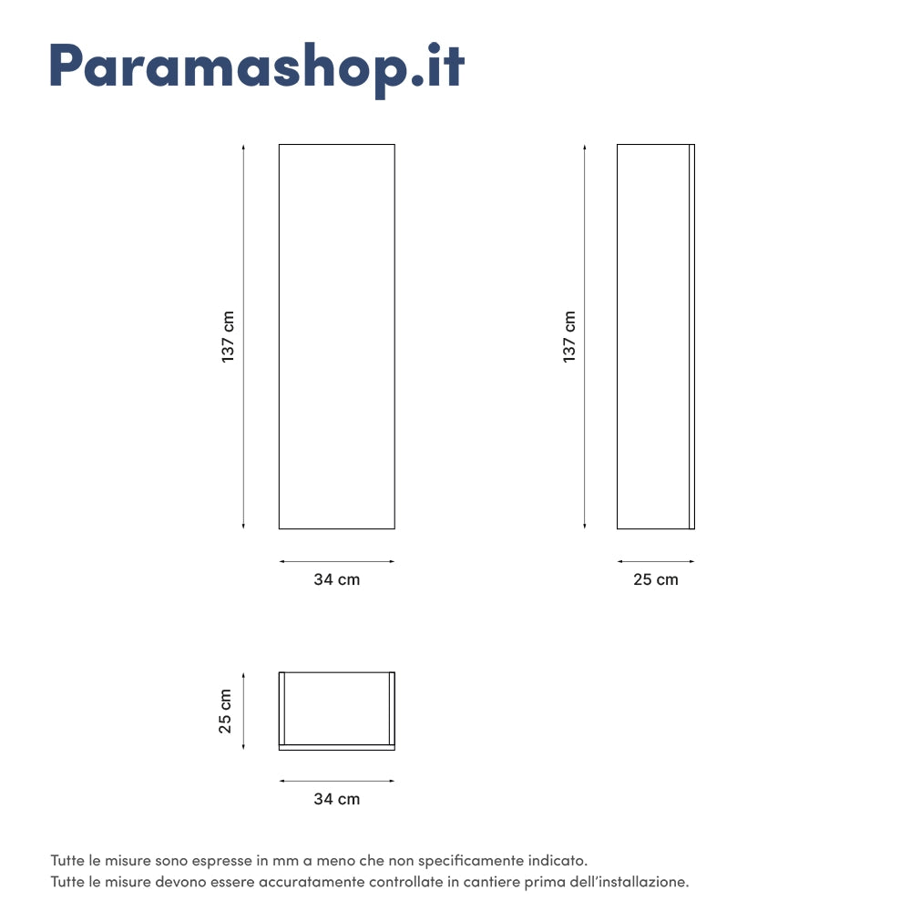 Colonna bagno sospesa 140cm rovere barok con anta reversibile | Galdor