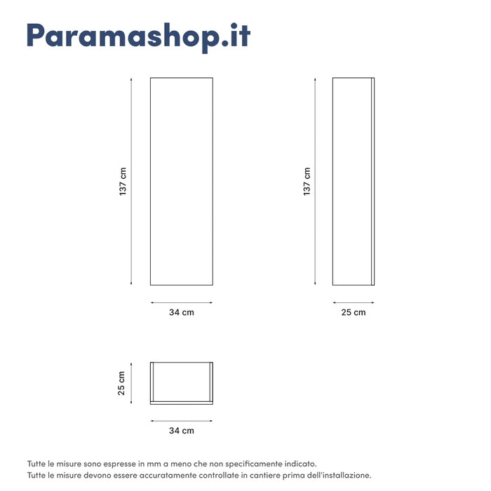 Colonna bagno sospesa 140cm rovere barok con anta reversibile | Galdor