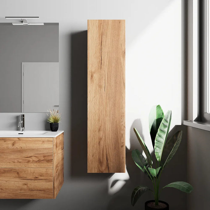 Colonna bagno sospesa 140cm rovere gransasso con anta reversibile | Galdor